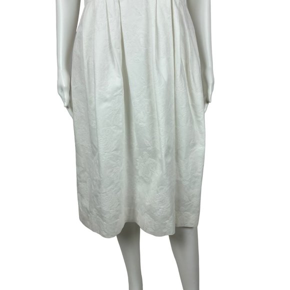 Vintage 80s Brocade Dress White Floral Collared Party Cocktail Petite Lanz - Picture 6 of 10